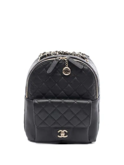 Pre-owned Chanel 2019 Diamond-quilted Mini Backpack In Black