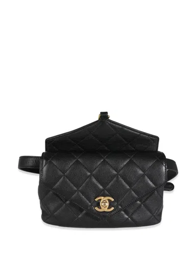 Pre-owned Chanel 2019 Diamond-quilted Two-way Bag In Black