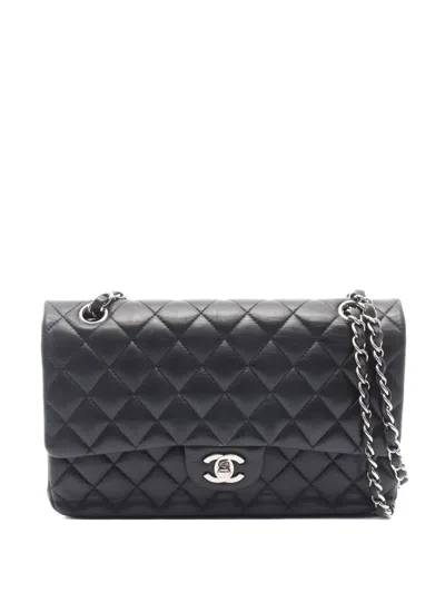 Pre-owned Chanel 2019 Double Flap Leather Shoulder Bag In Black