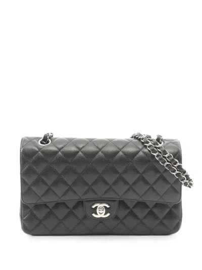 Pre-owned Chanel 2019 Double Flap Matelassé Leather Shoulder Bag In Black