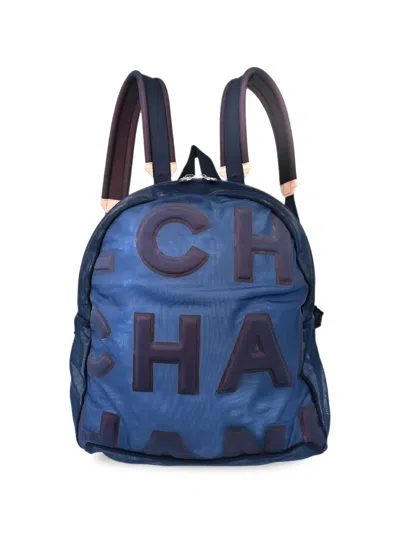 Pre-owned Chanel 2019 Doudoune Logo Backpack In Blue