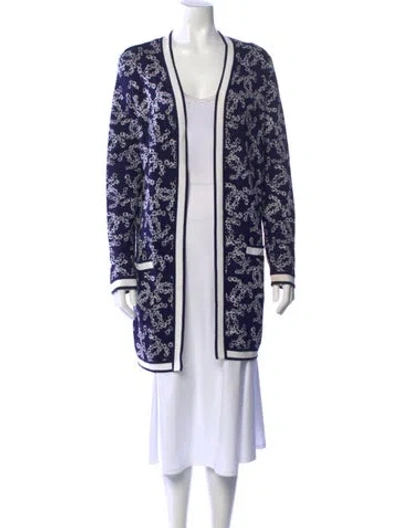 Pre-owned Chanel 2019 Floral Print Sweater In Blue