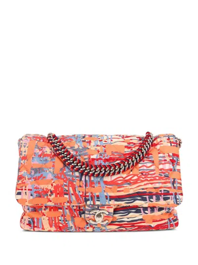 Pre-owned Chanel 2019 Foulard Flap Shoulder Bag In Orange