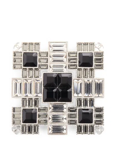 Pre-owned Chanel 2019 G19 Square Cc Crystal Brooch In Silver