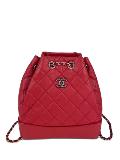 Pre-owned Chanel 2019 Gabrielle Quilted Backpack In Red