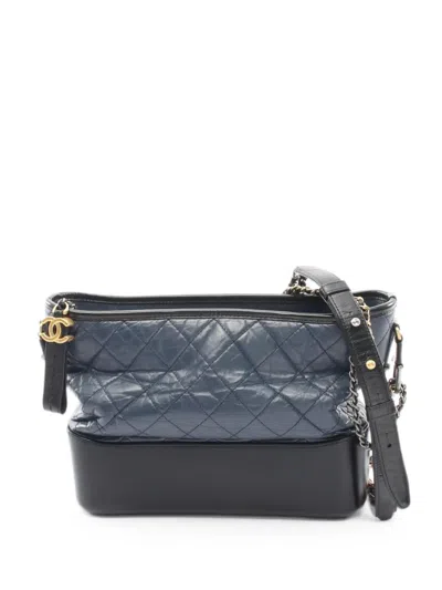 Pre-owned Chanel 2019 Gabrielle Quilted Shoulder Bag In Blue