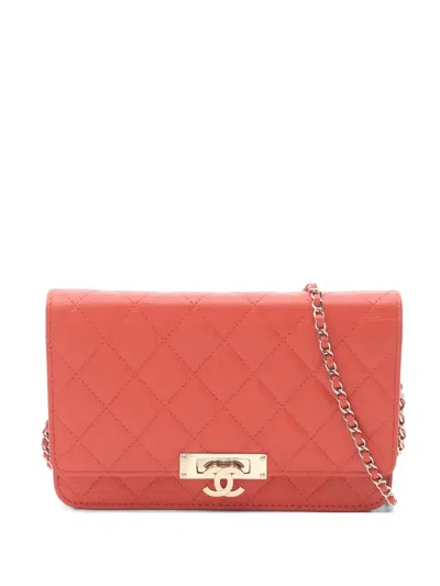 Pre-owned Chanel 2019 Golden Class Wallet-on-chain In Orange