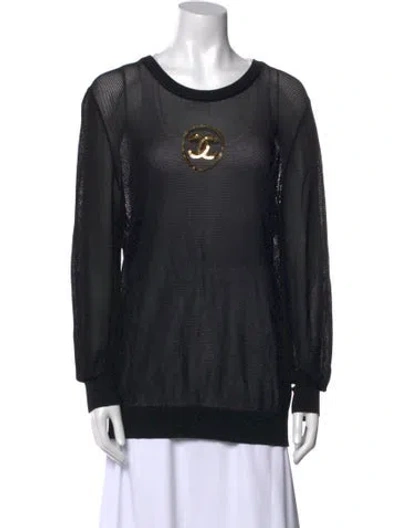 Pre-owned Chanel 2019 Graphic Print Sweater In Black