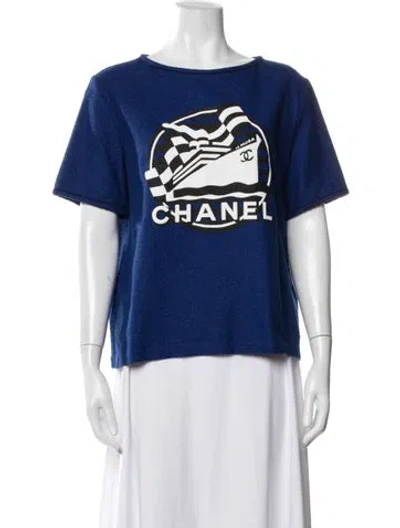 Pre-owned Chanel 2019 Graphic Print T-shirt In Blue