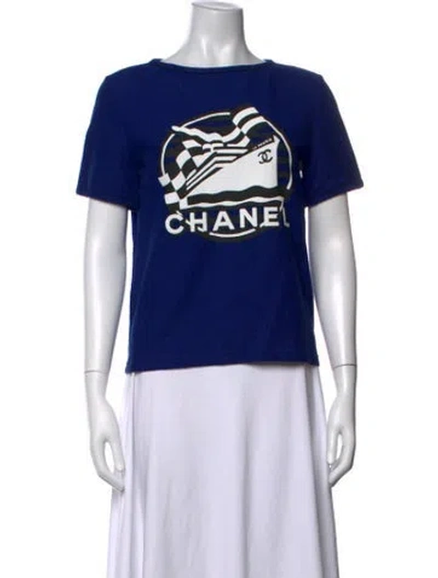 Pre-owned Chanel 2019 Graphic Print T-shirt In Blue/metallic