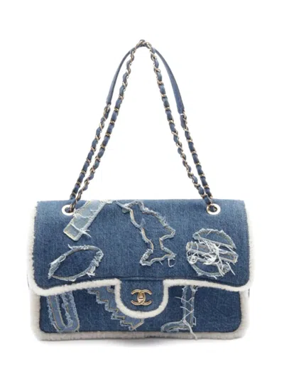 Pre-owned Chanel 2019 Hieroglyph Flap Shoulder Bag In Blue