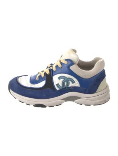 Pre-owned Chanel 2019 Interlocking Cc Logo Athletic Sneakers In Blue