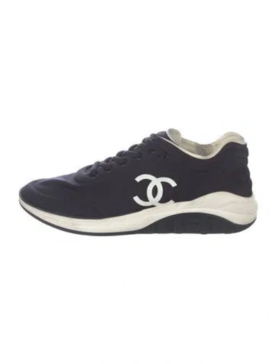 Pre-owned Chanel 2019 Interlocking Cc Logo Athletic Sneakers In Blue