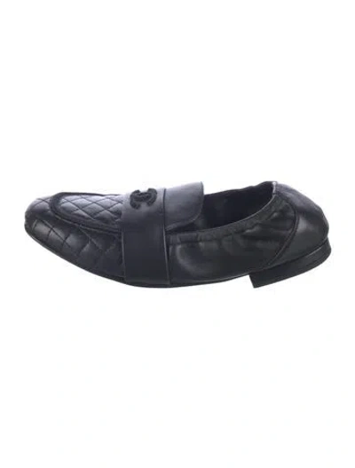 Pre-owned Chanel 2019 Interlocking Cc Logo Ballet Flats In Black