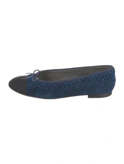 Pre-owned Chanel 2019 Interlocking Cc Logo Ballet Flats In Blue