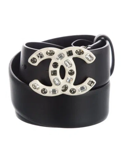 Pre-owned Chanel 2019 Interlocking Cc Logo Belt In Black