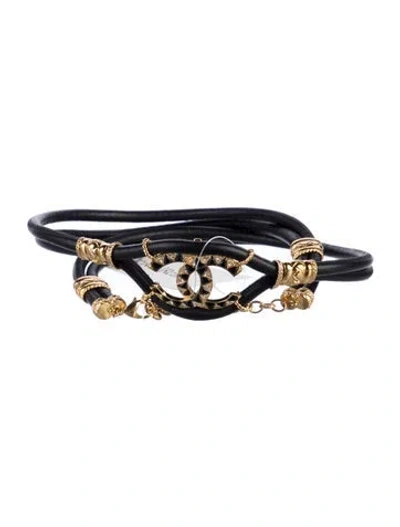 Pre-owned Chanel 2019 Interlocking Cc Logo Belt In Black