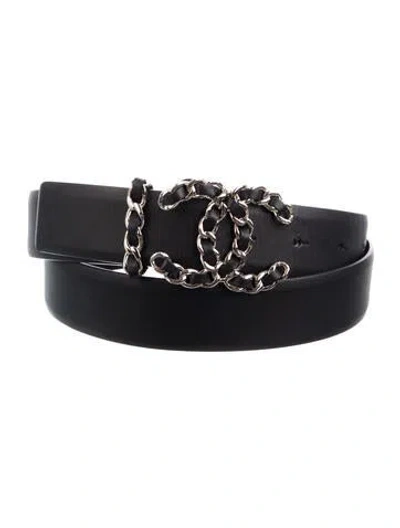 Pre-owned Chanel 2019 Interlocking Cc Logo Belt In Black