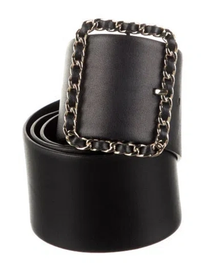 Pre-owned Chanel 2019 Interlocking Cc Logo Belt In Black