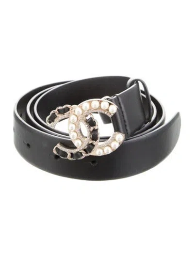 Pre-owned Chanel 2019 Interlocking Cc Logo Belt In Black