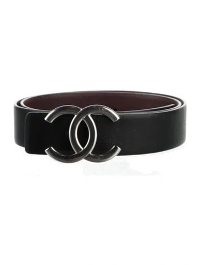 Pre-owned Chanel 2019 Interlocking Cc Logo Belt In Black