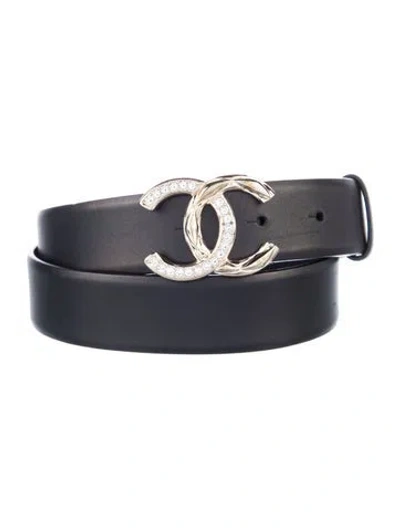 Pre-owned Chanel 2019 Interlocking Cc Logo Belt In Black