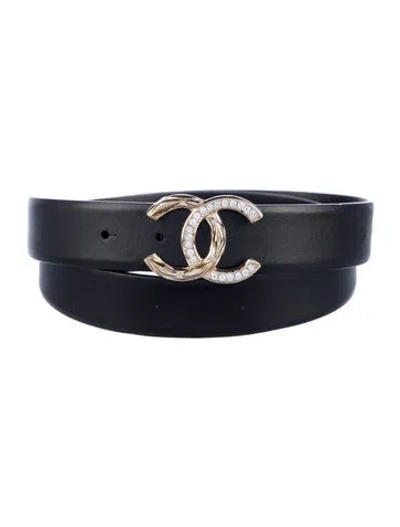 Pre-owned Chanel 2019 Interlocking Cc Logo Belt In Black