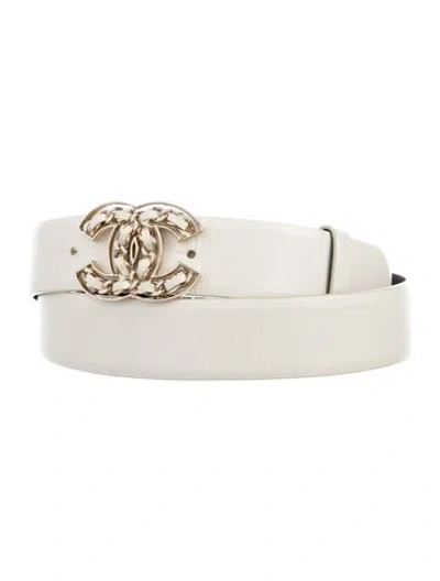 Pre-owned Chanel 2019 Interlocking Cc Logo Belt In Neutral
