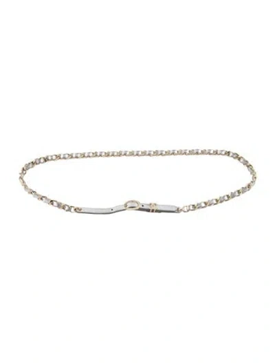 Pre-owned Chanel 2019 Interlocking Cc Logo Belt In Silver