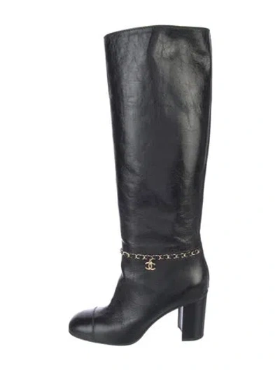 Pre-owned Chanel 2019 Interlocking Cc Logo Boots In Blue