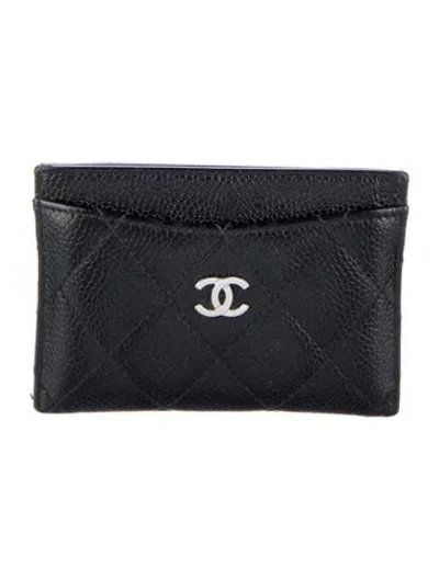 Pre-owned Chanel 2019 Interlocking Cc Logo Card Holder In Black