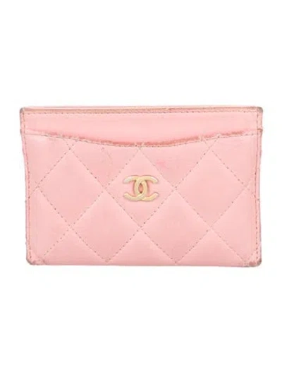 Pre-owned Chanel 2019 Interlocking Cc Logo Card Holder In Pink