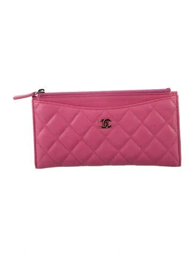 Pre-owned Chanel 2019 Interlocking Cc Logo Card Holder In Pink