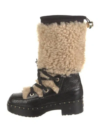 Pre-owned Chanel 2019 Interlocking Cc Logo Combat Boots