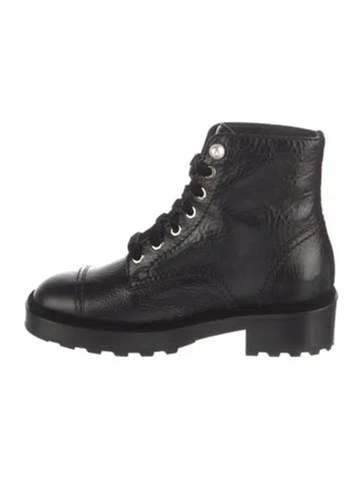 Pre-owned Chanel 2019 Interlocking Cc Logo Combat Boots In Black