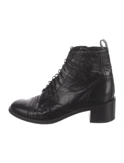 Pre-owned Chanel 2019 Interlocking Cc Logo Combat Boots In Black