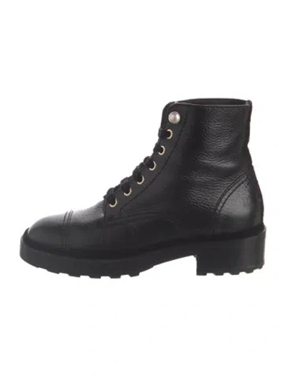 Pre-owned Chanel 2019 Interlocking Cc Logo Combat Boots In Black
