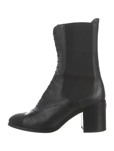 Pre-owned Chanel 2019 Interlocking Cc Logo Combat Boots In Black