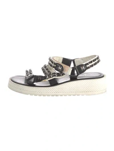 Pre-owned Chanel 2019 Interlocking Cc Logo Espadrilles In Black