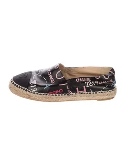 Pre-owned Chanel 2019 Interlocking Cc Logo Espadrilles In Black