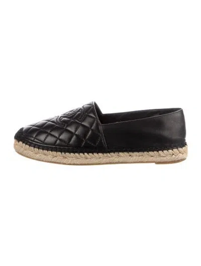 Pre-owned Chanel 2019 Interlocking Cc Logo Espadrilles In Black