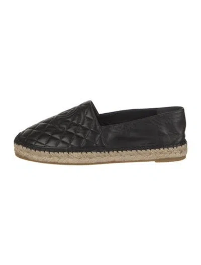 Pre-owned Chanel 2019 Interlocking Cc Logo Espadrilles In Black