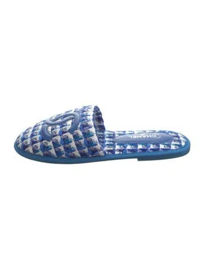Pre-owned Chanel 2019 Interlocking Cc Logo Mules In Blue