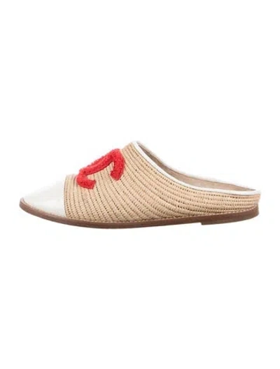 Pre-owned Chanel 2019 Interlocking Cc Logo Mules In Neutral