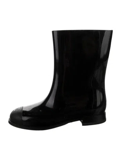 Pre-owned Chanel 2019 Interlocking Cc Logo Rain Boots In Black