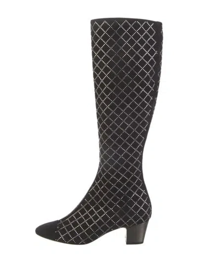 Pre-owned Chanel 2019 Interlocking Cc Logo Riding Boots In Black