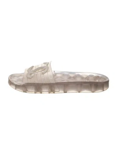 Pre-owned Chanel 2019 Interlocking Cc Logo Slides In Transparent