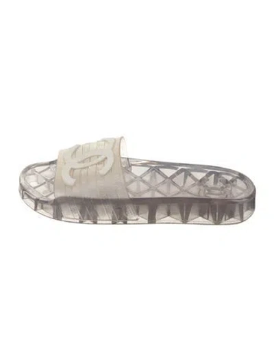 Pre-owned Chanel 2019 Interlocking Cc Logo Slides In White