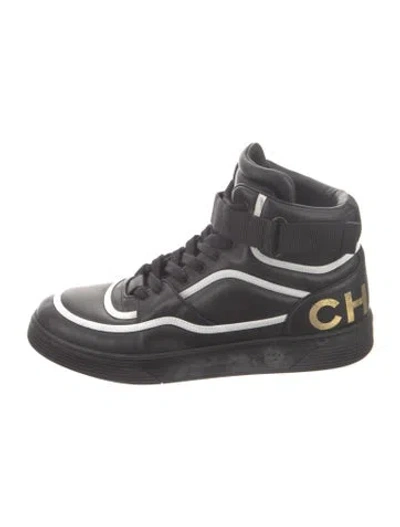 Pre-owned Chanel 2019 Interlocking Cc Logo Sneakers In Black