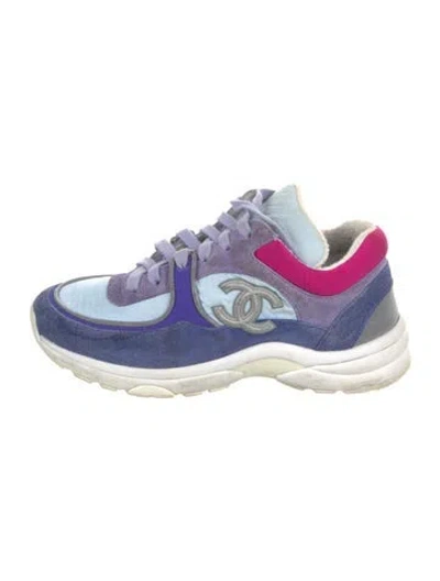 Pre-owned Chanel 2019 Interlocking Cc Logo Sneakers In Blue